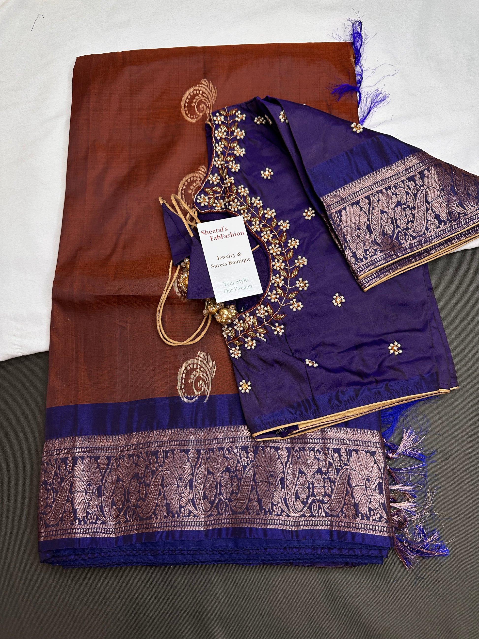 Brown Light Weight Kanchi Soft Handloom Silk  Saree - 