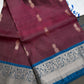 Plum Blue Light Weight Kanchi Soft Handloom Silk  Saree - 