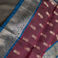 Plum Blue Light Weight Kanchi Soft Handloom Silk  Saree - 