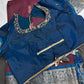 Plum Blue Light Weight Kanchi Soft Handloom Silk  Saree - 