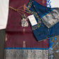 Plum Blue Light Weight Kanchi Soft Handloom Silk  Saree - 