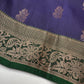 Blue Green Light Weight Kanchi Soft Handloom Silk  Saree - 