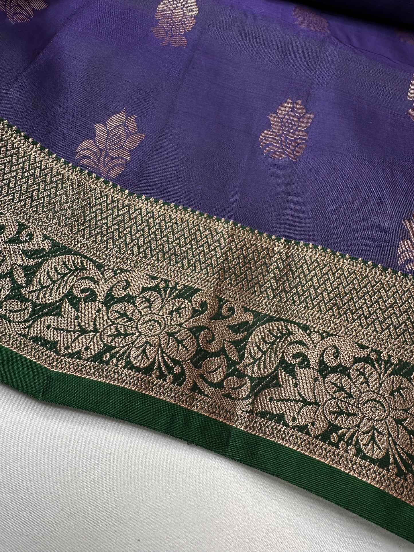 Blue Green Light Weight Kanchi Soft Handloom Silk  Saree - 