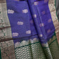 Blue Green Light Weight Kanchi Soft Handloom Silk  Saree - 