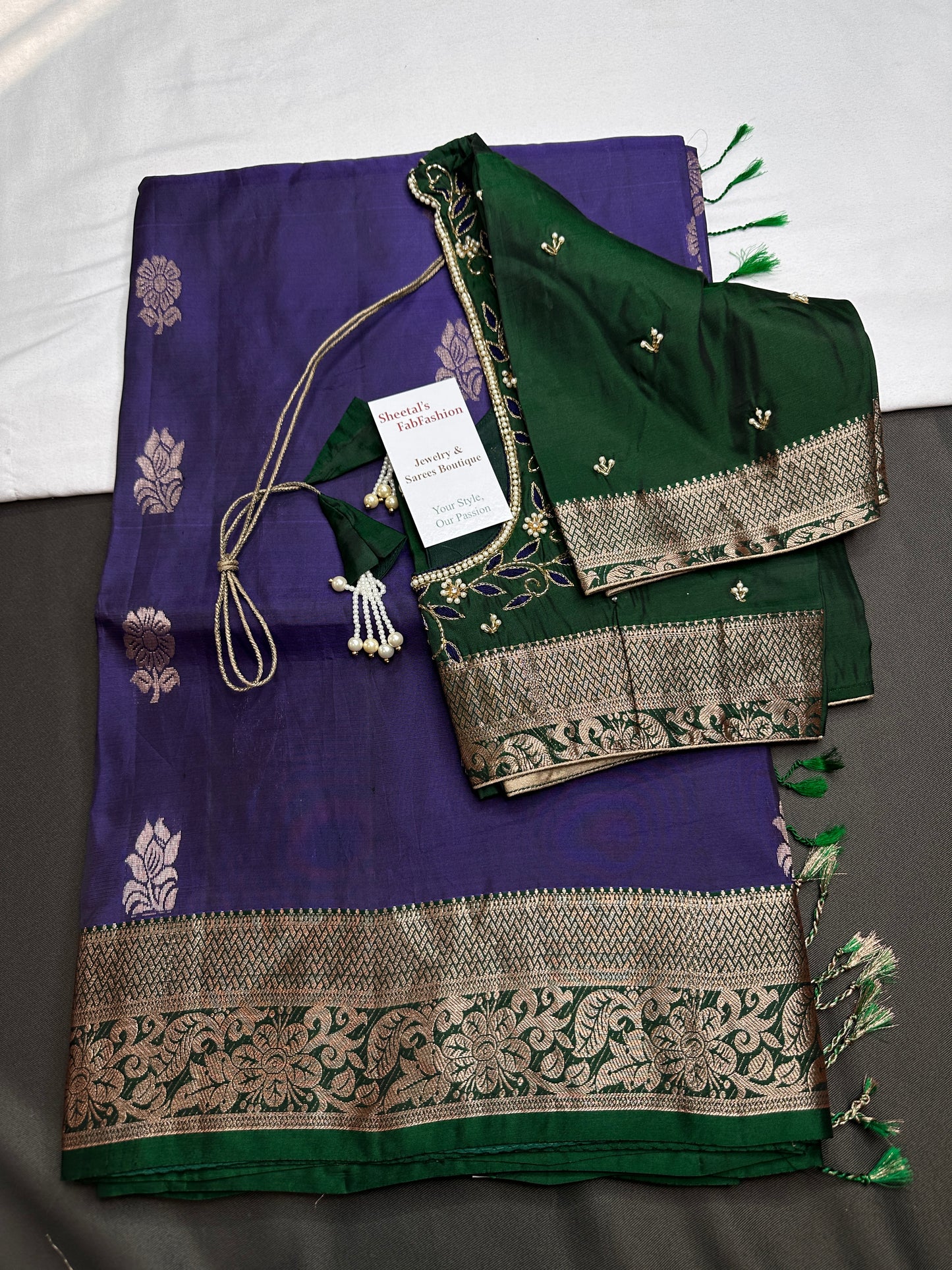 Blue Green Light Weight Kanchi Soft Handloom Silk  Saree - 