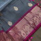 Grey Magenta Light Weight Kanchi Soft Handloom Silk  Saree - 