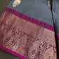 Grey Magenta Light Weight Kanchi Soft Handloom Silk  Saree - 