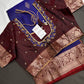 Blue Maroon Light Weight Kanchi Soft Handloom Silk  Saree - 