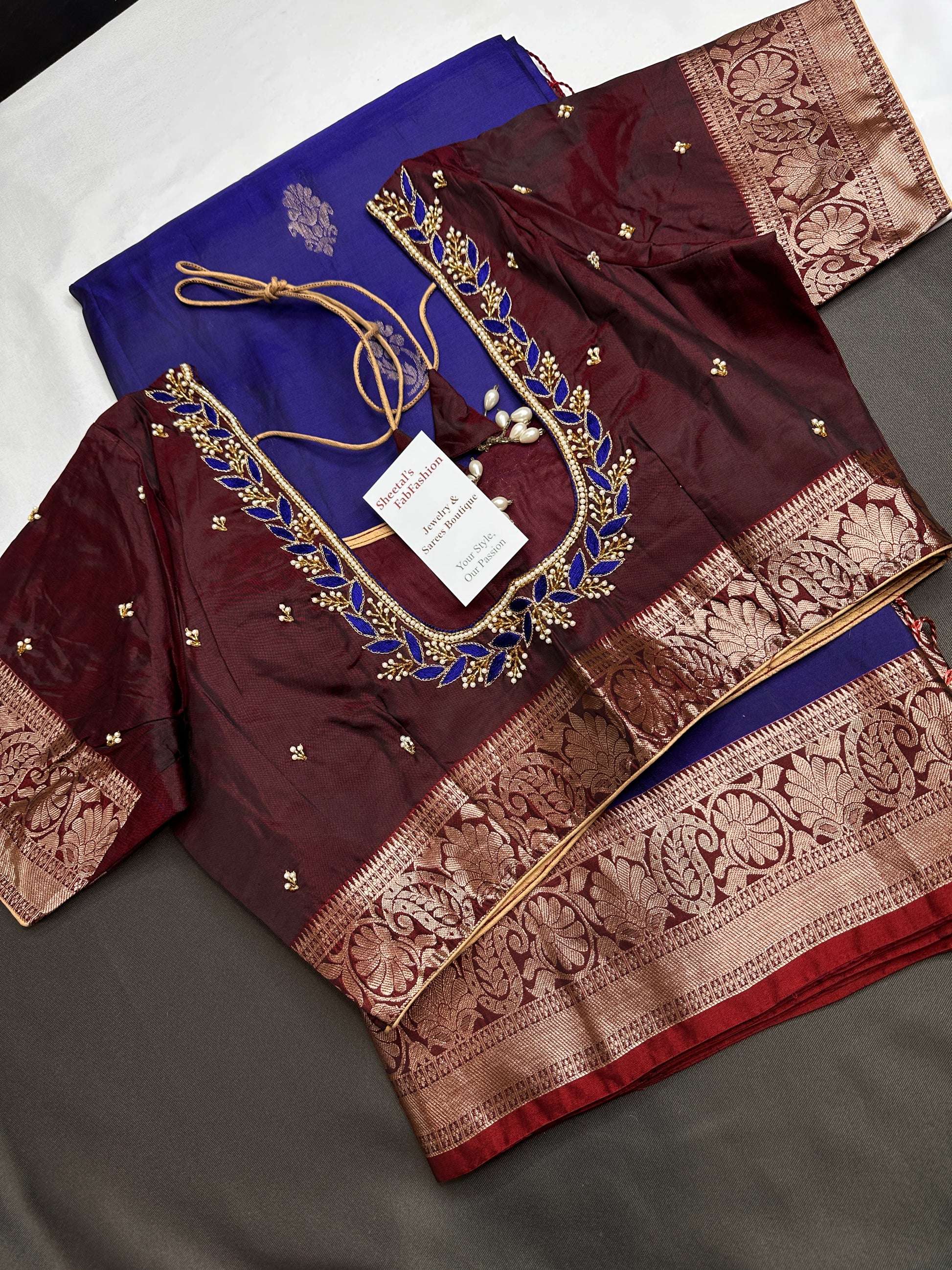 Blue Maroon Light Weight Kanchi Soft Handloom Silk  Saree - 