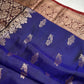 Blue Maroon Light Weight Kanchi Soft Handloom Silk  Saree - 