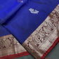 Blue Maroon Light Weight Kanchi Soft Handloom Silk  Saree - 