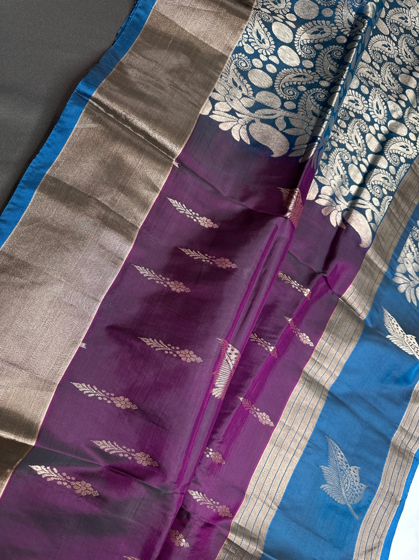 Purple Blue Light Weight Kanchi Soft Silk  Saree - 
