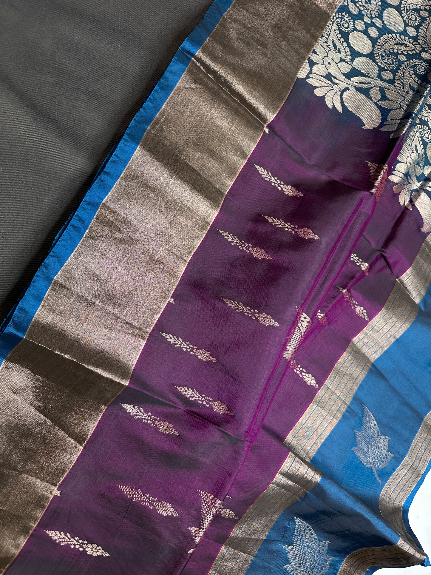 Purple Blue Light Weight Kanchi Soft Silk  Saree - 