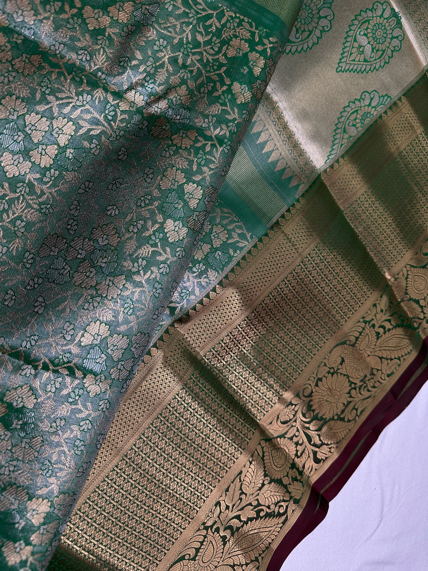 Green Kanchi Light Weight Semi Silk Gifting Saree - 