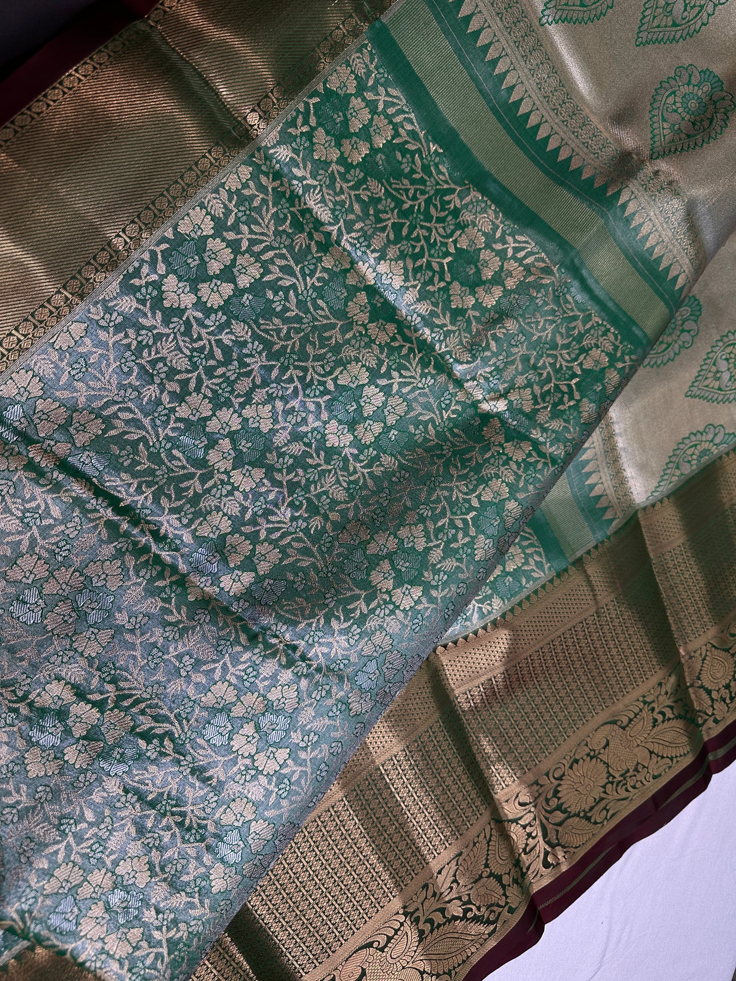 Green Kanchi Light Weight Semi Silk Gifting Saree - 