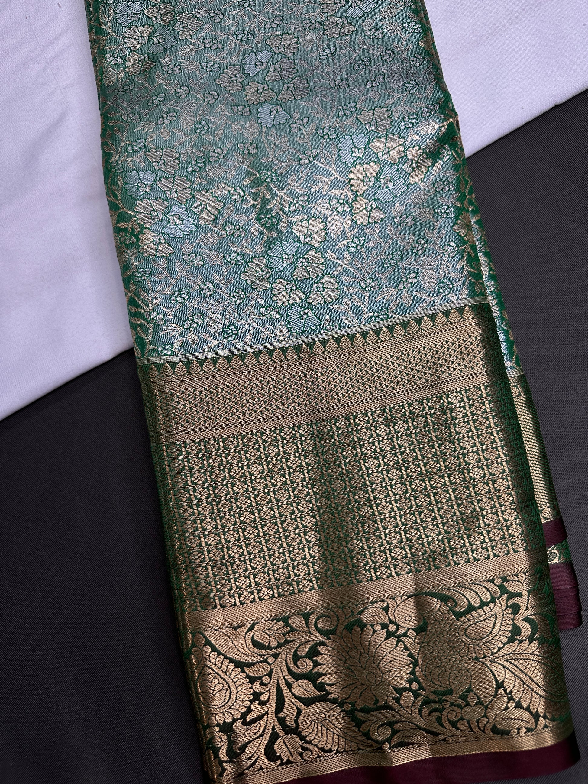 Green Kanchi Light Weight Semi Silk Gifting Saree - 