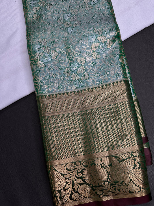 Green Kanchi Light Weight Semi Silk Gifting Saree - 