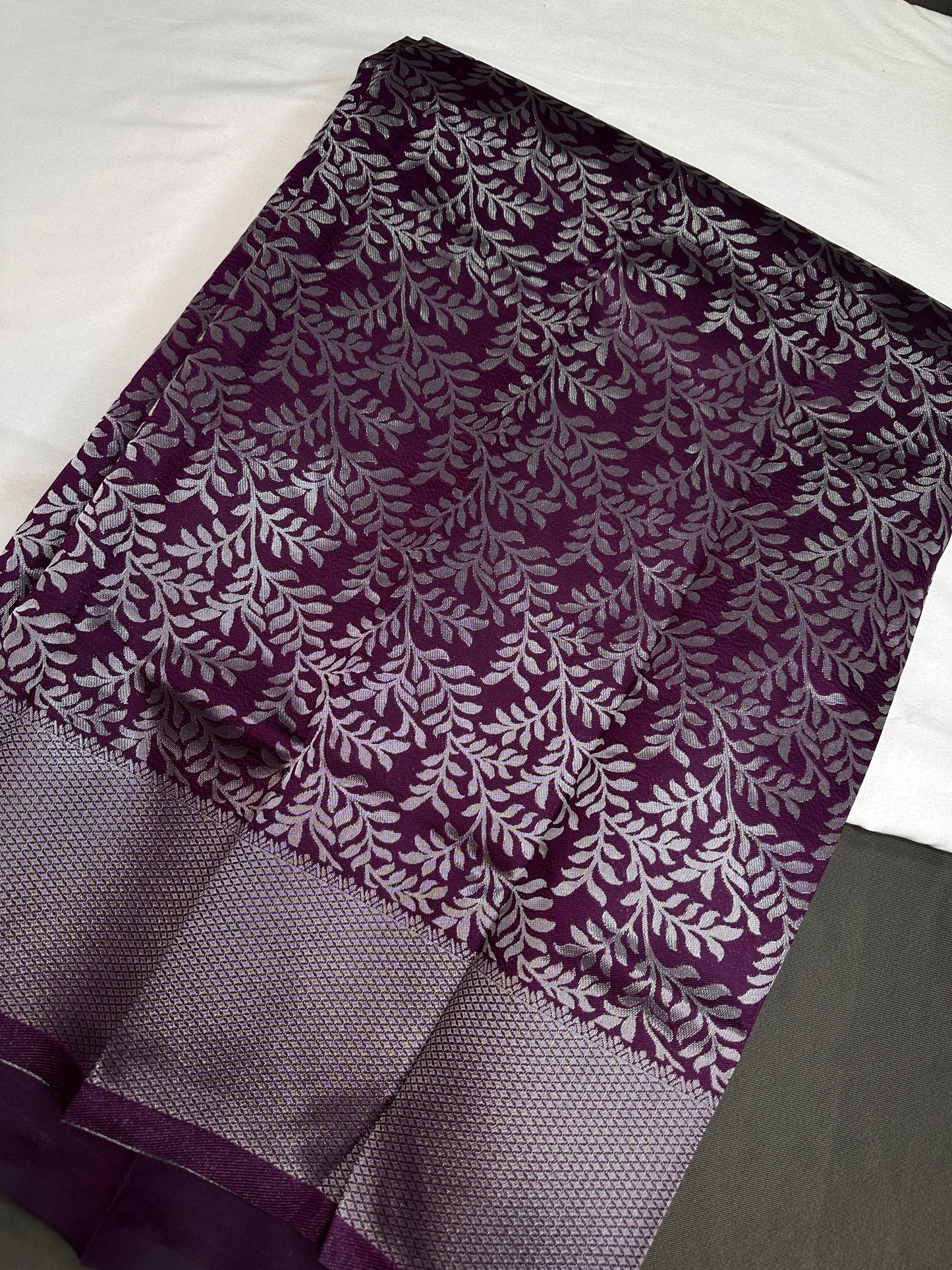 Purple Brocade Kanchi Light Weight Semi Silk Gifting Saree - 
