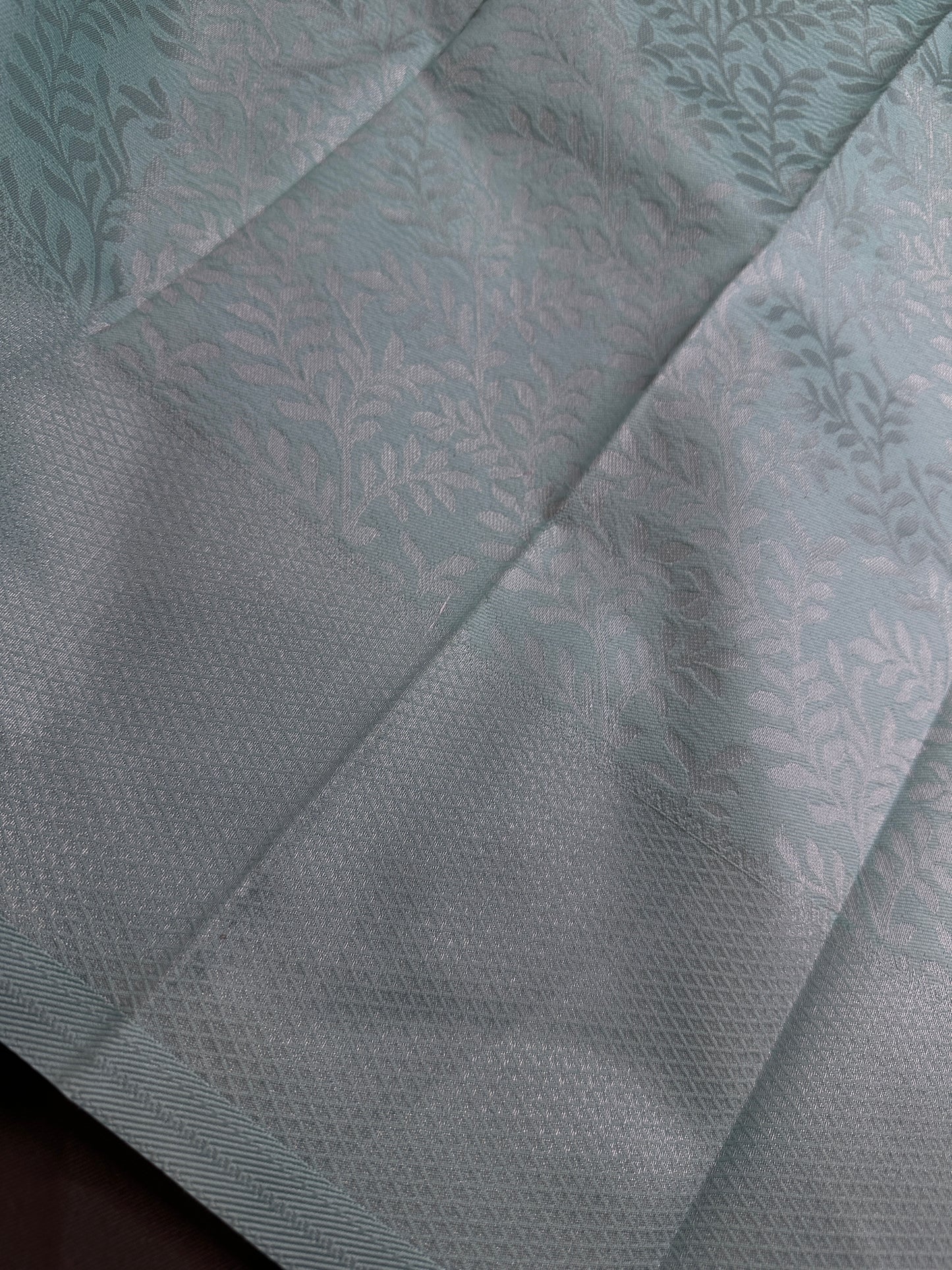 Seafoam Green Brocade Kanchi Light Weight Semi Silk Gifting Saree - 