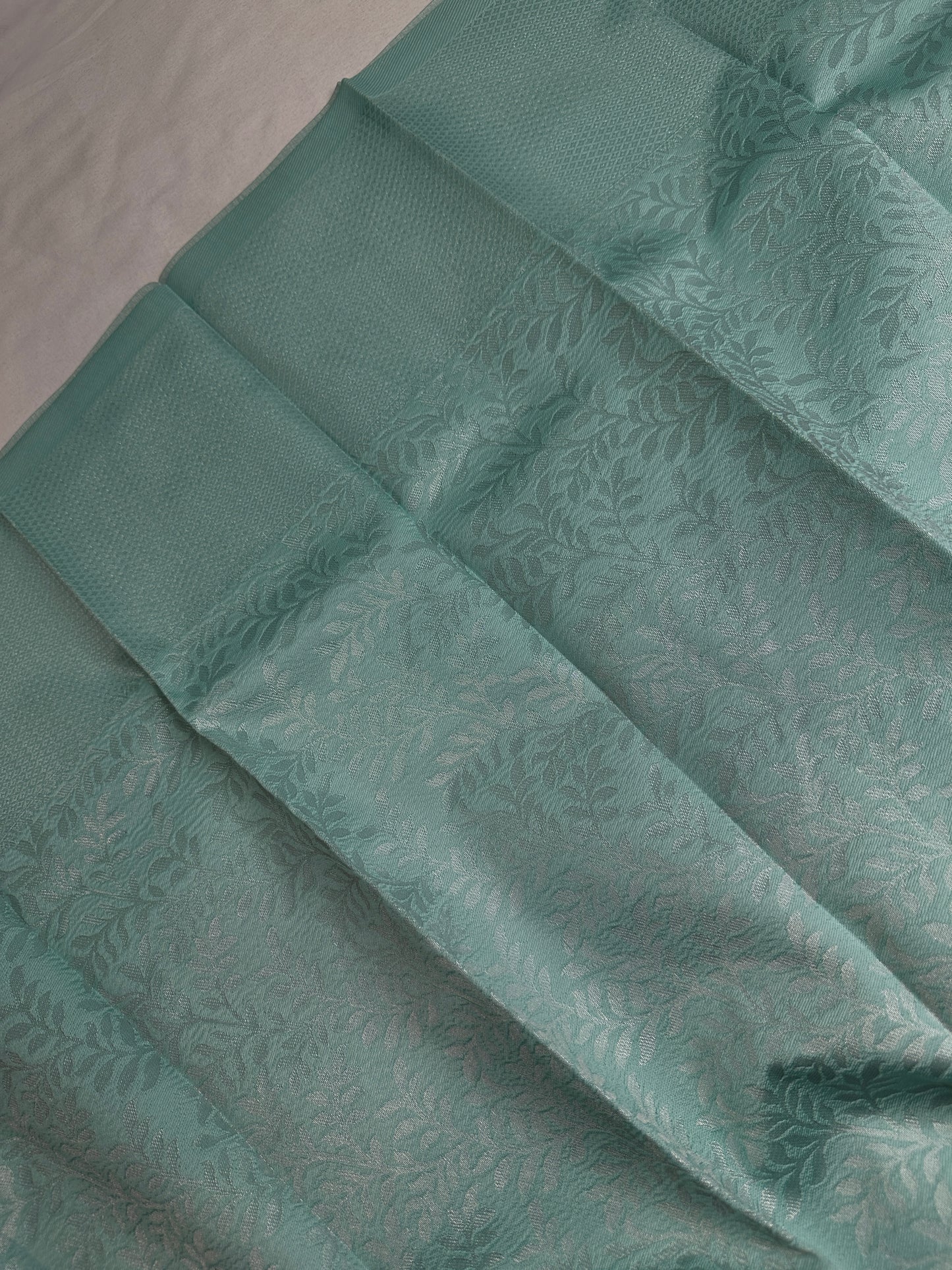 Seafoam Green Brocade Kanchi Light Weight Semi Silk Gifting Saree - 