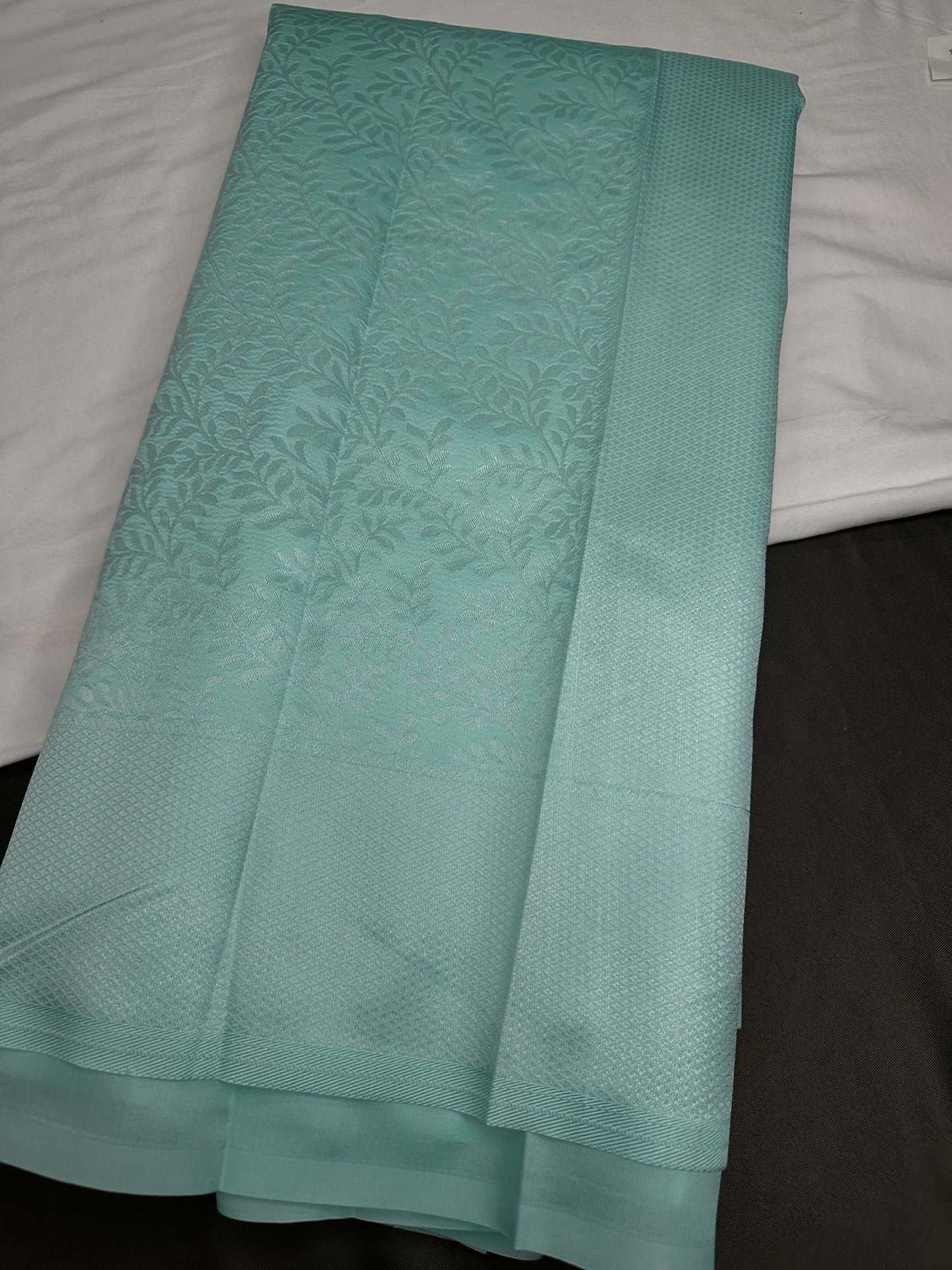 Seafoam Green Brocade Kanchi Light Weight Semi Silk Gifting Saree - 