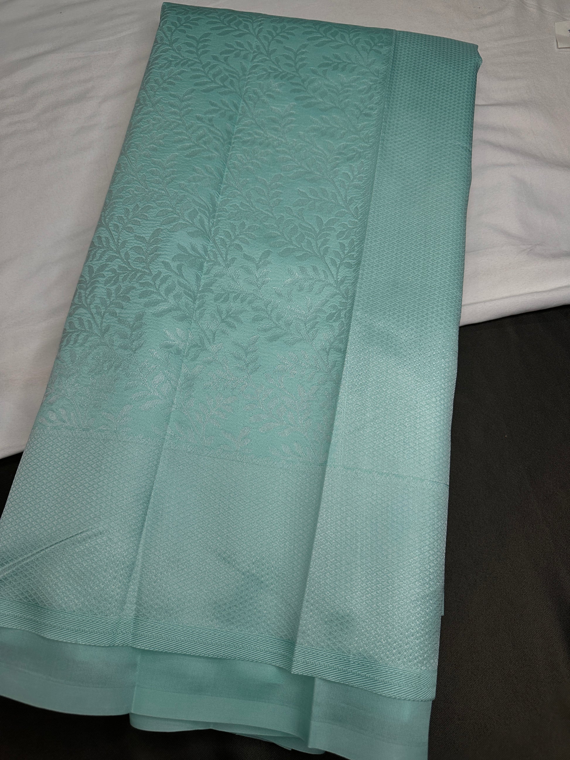 Seafoam Green Brocade Kanchi Light Weight Semi Silk Gifting Saree - 