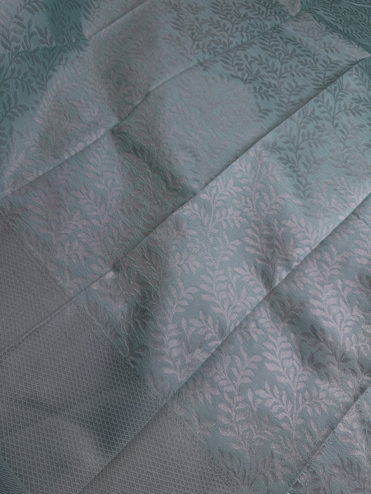 Seafoam Green Brocade Kanchi Light Weight Semi Silk Gifting Saree - 