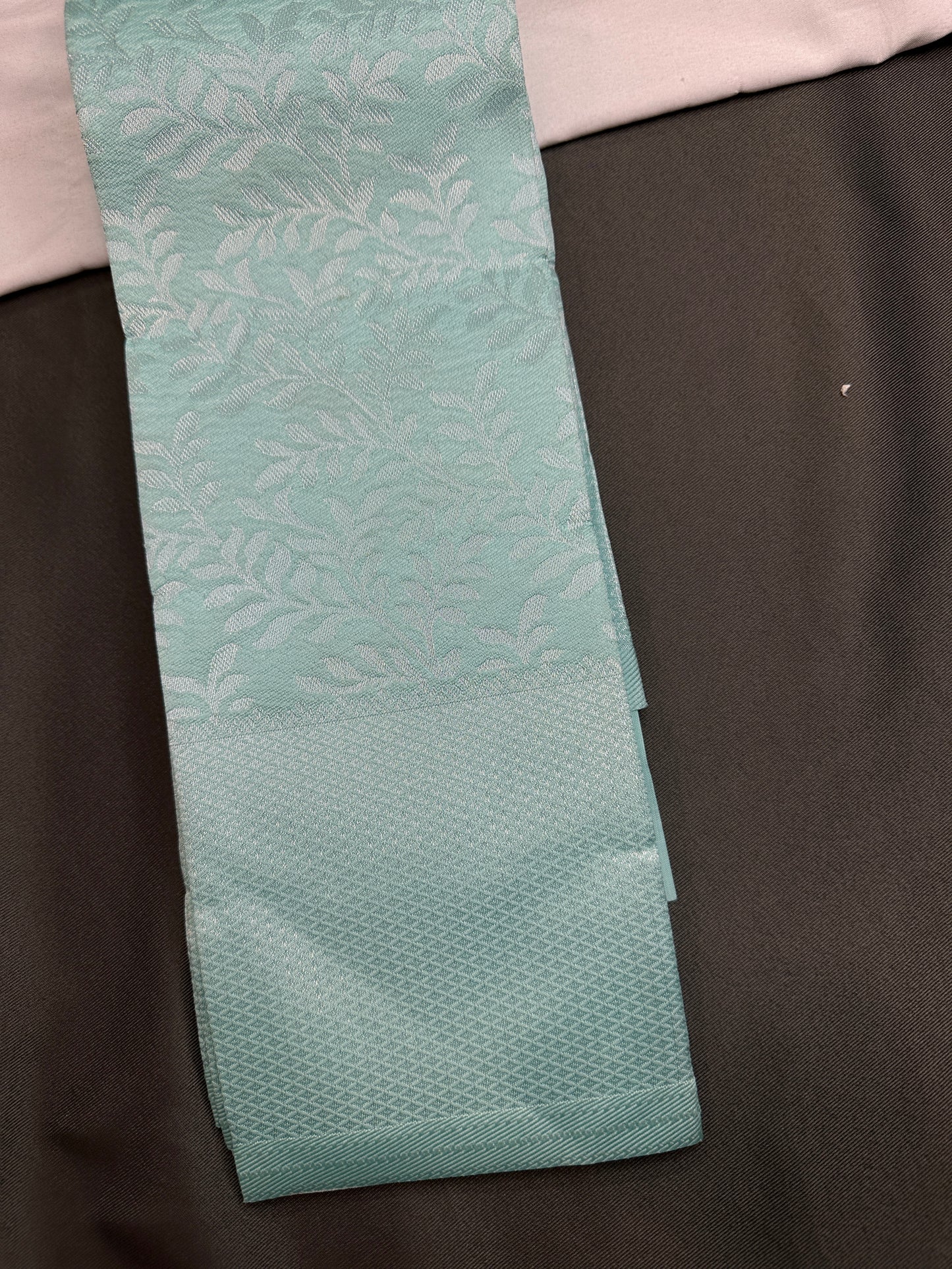 Seafoam Green Brocade Kanchi Light Weight Semi Silk Gifting Saree - 
