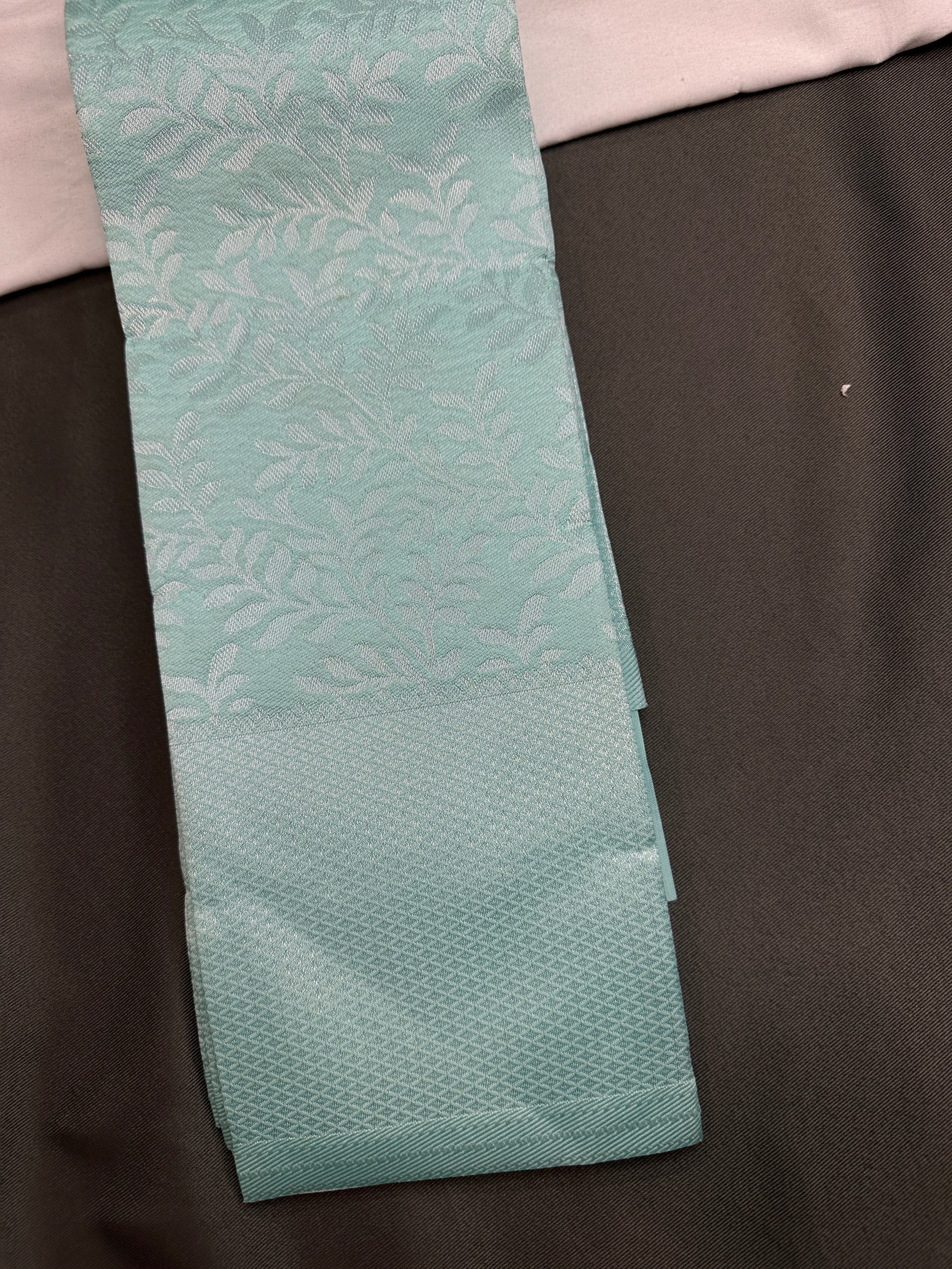 Seafoam Green Brocade Kanchi Light Weight Semi Silk Gifting Saree - 