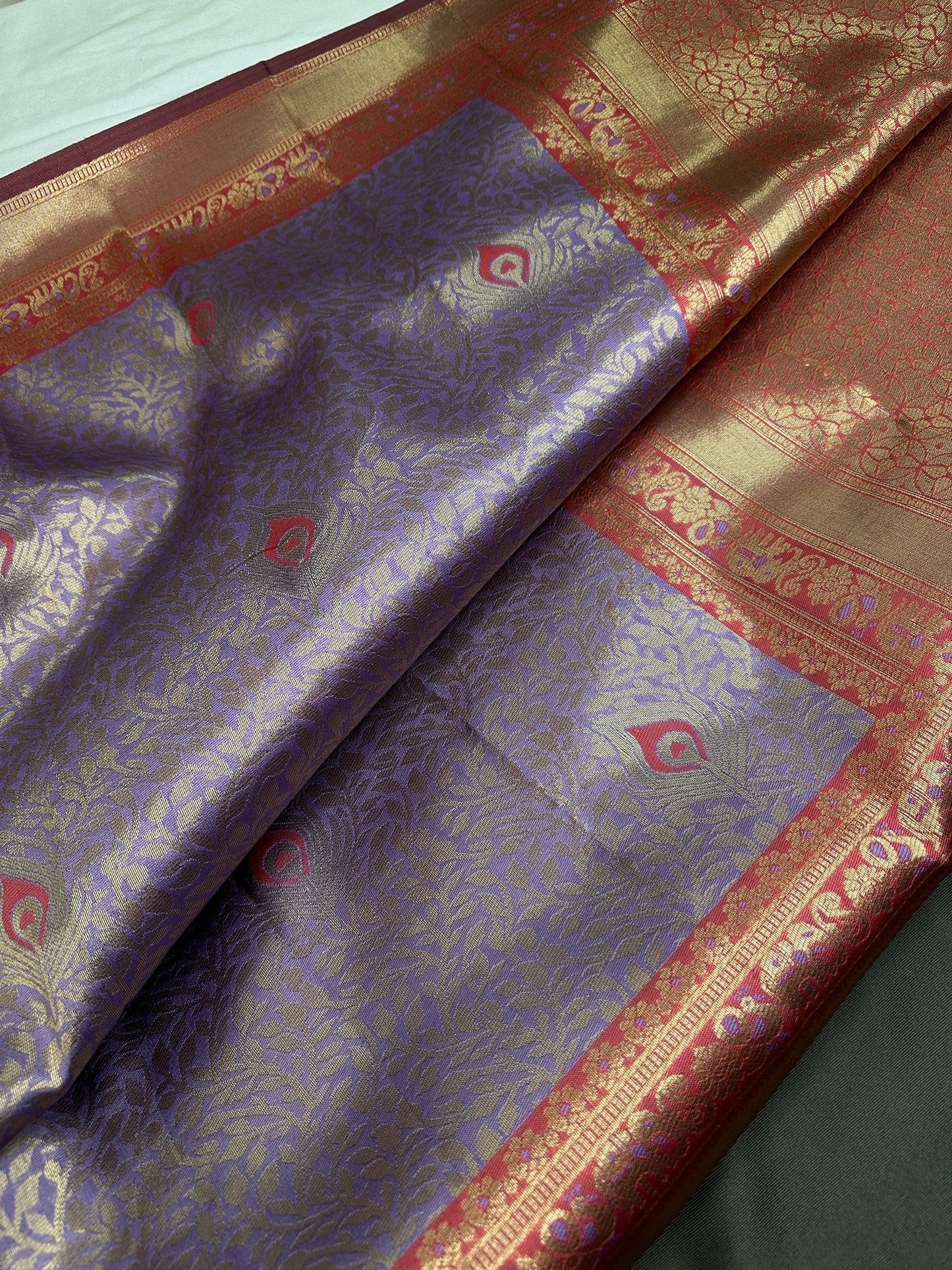 Purple Brocade Kanchi Light Weight Semi Silk Gifting Saree - 
