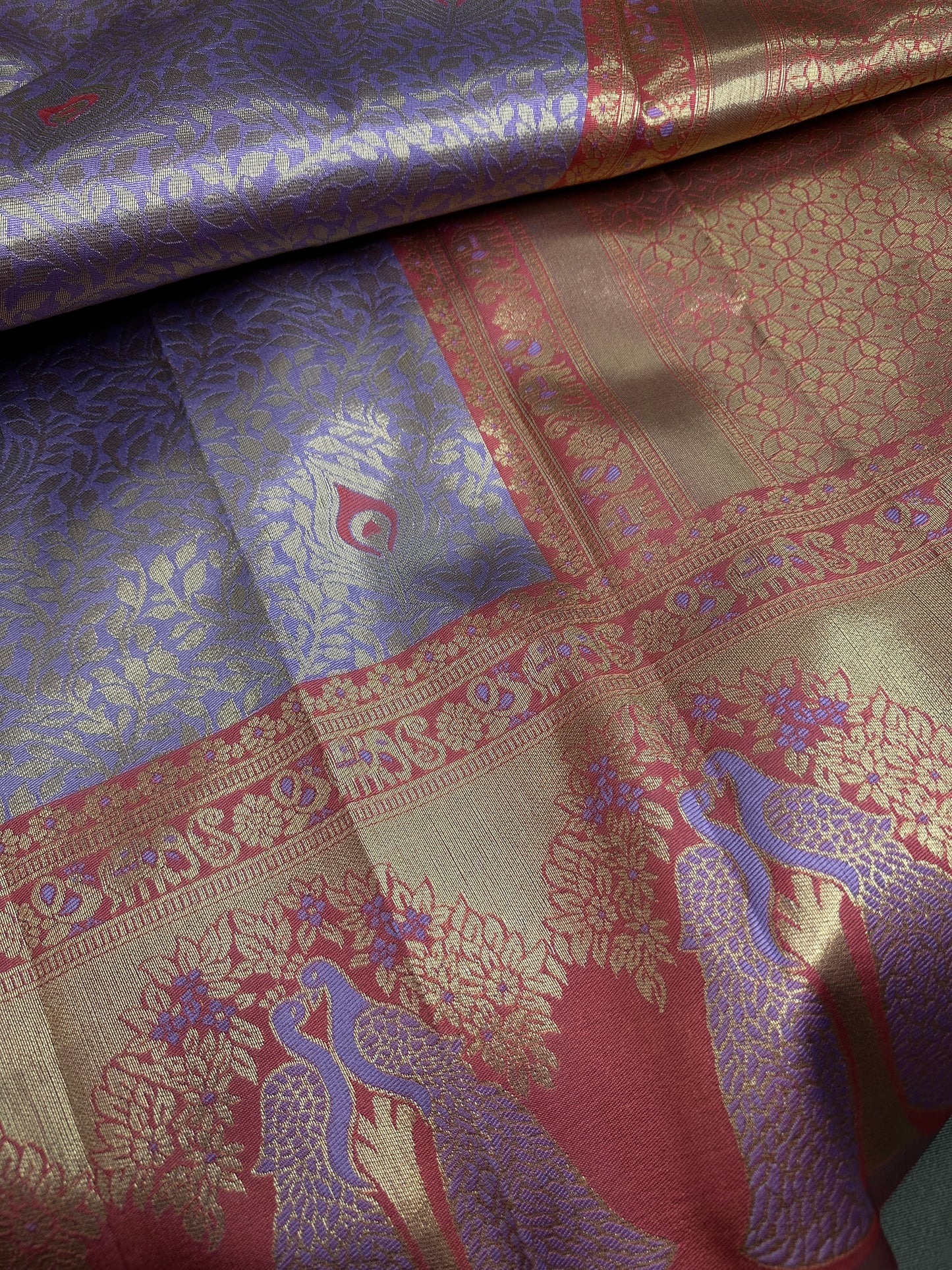 Purple Brocade Kanchi Light Weight Semi Silk Gifting Saree - 
