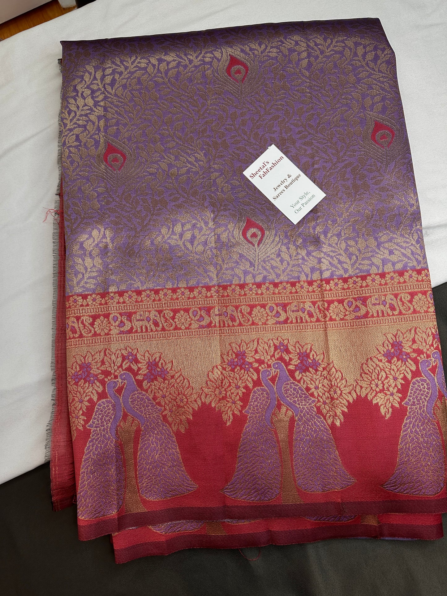 Purple Brocade Kanchi Light Weight Semi Silk Gifting Saree - 