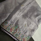 Designer Tissue Organza Lavender Purple  Embroidery Saree - 