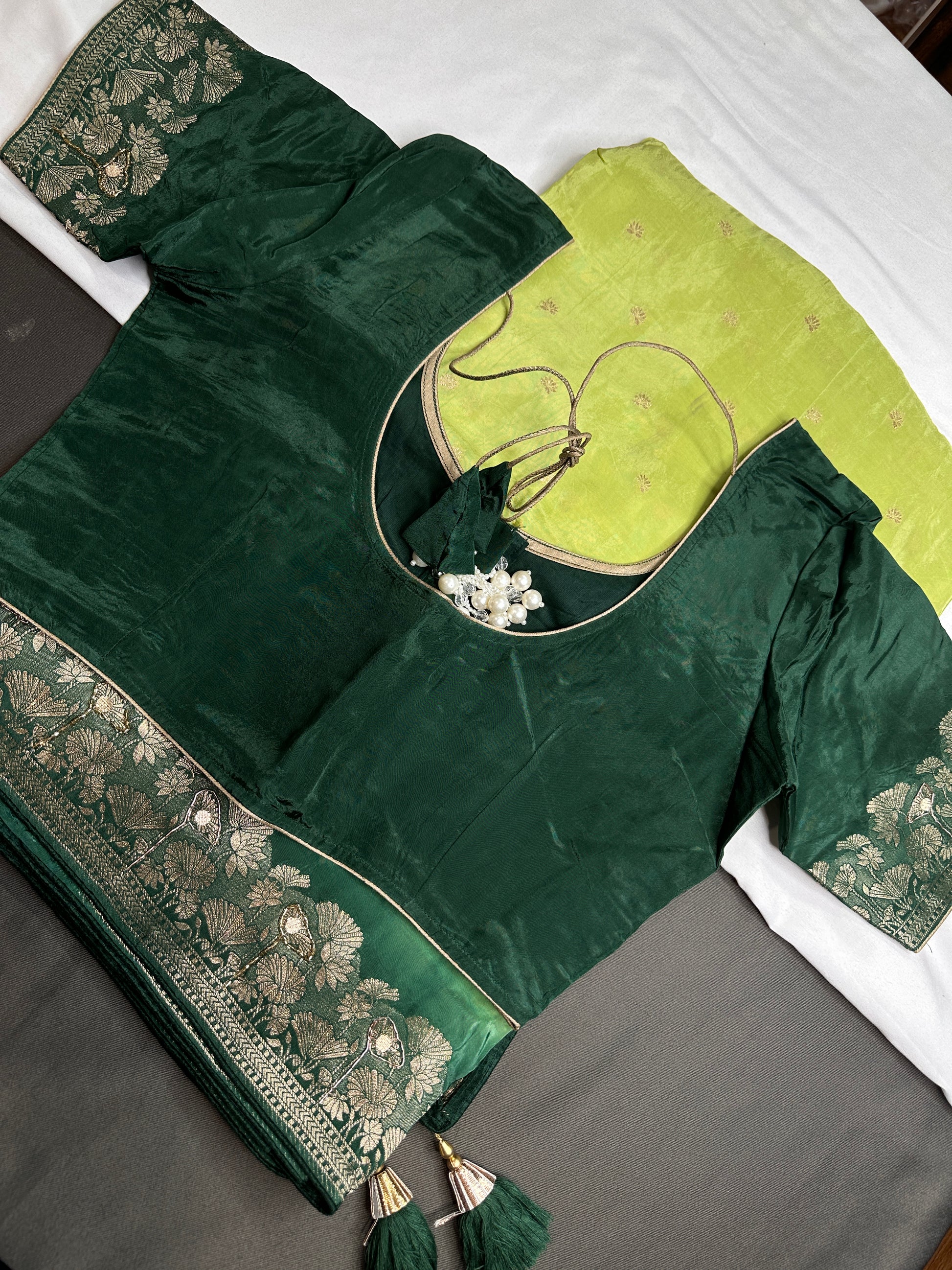 Designer Crepe  Green  Embroidery  Saree - 