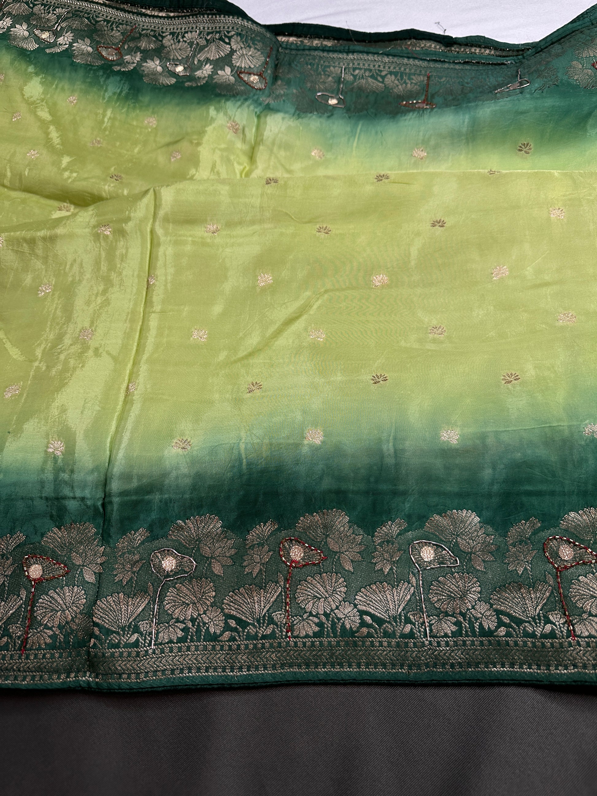 Designer Crepe  Green  Embroidery  Saree - 