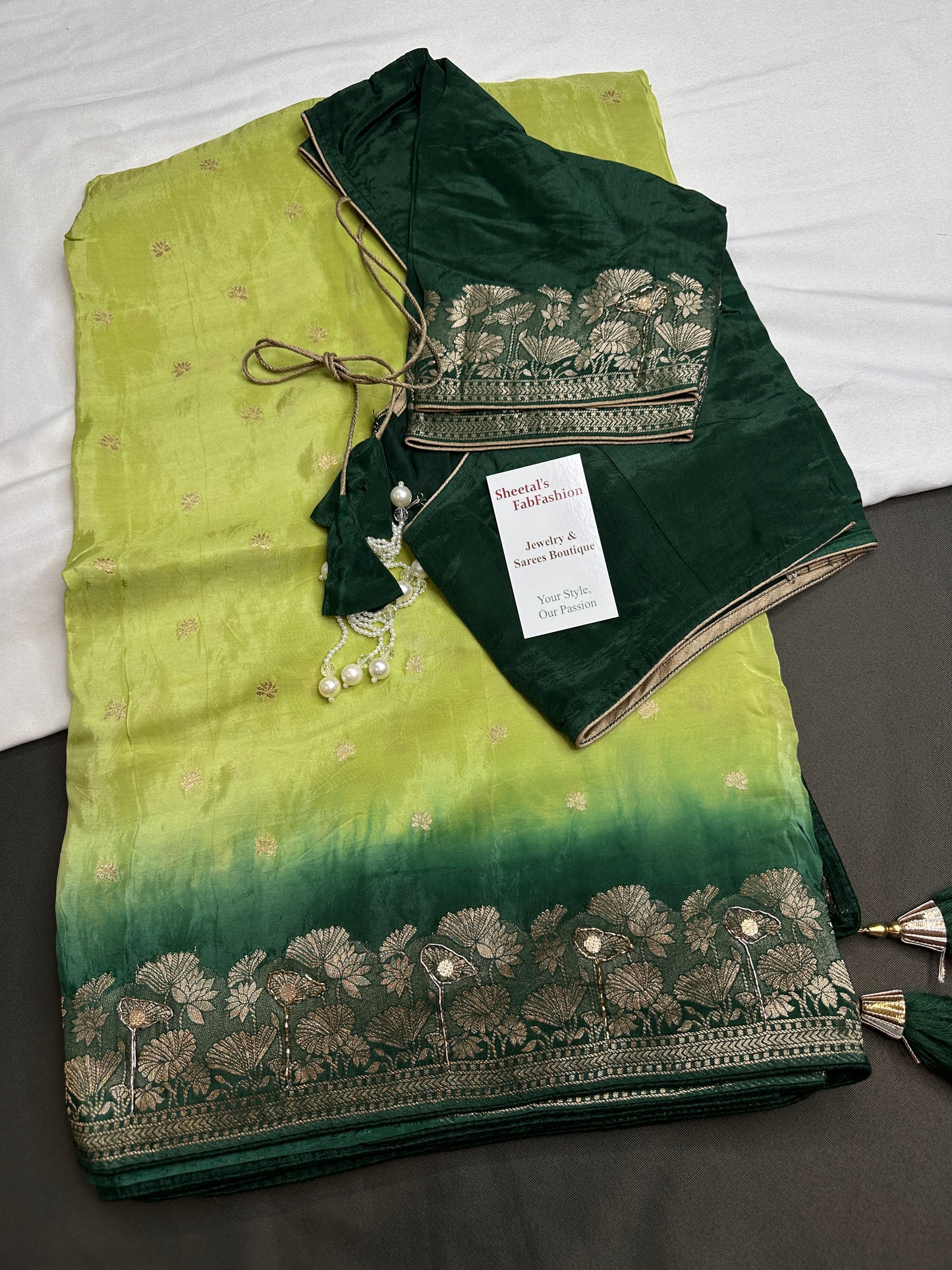 Designer Crepe  Green  Embroidery  Saree - 