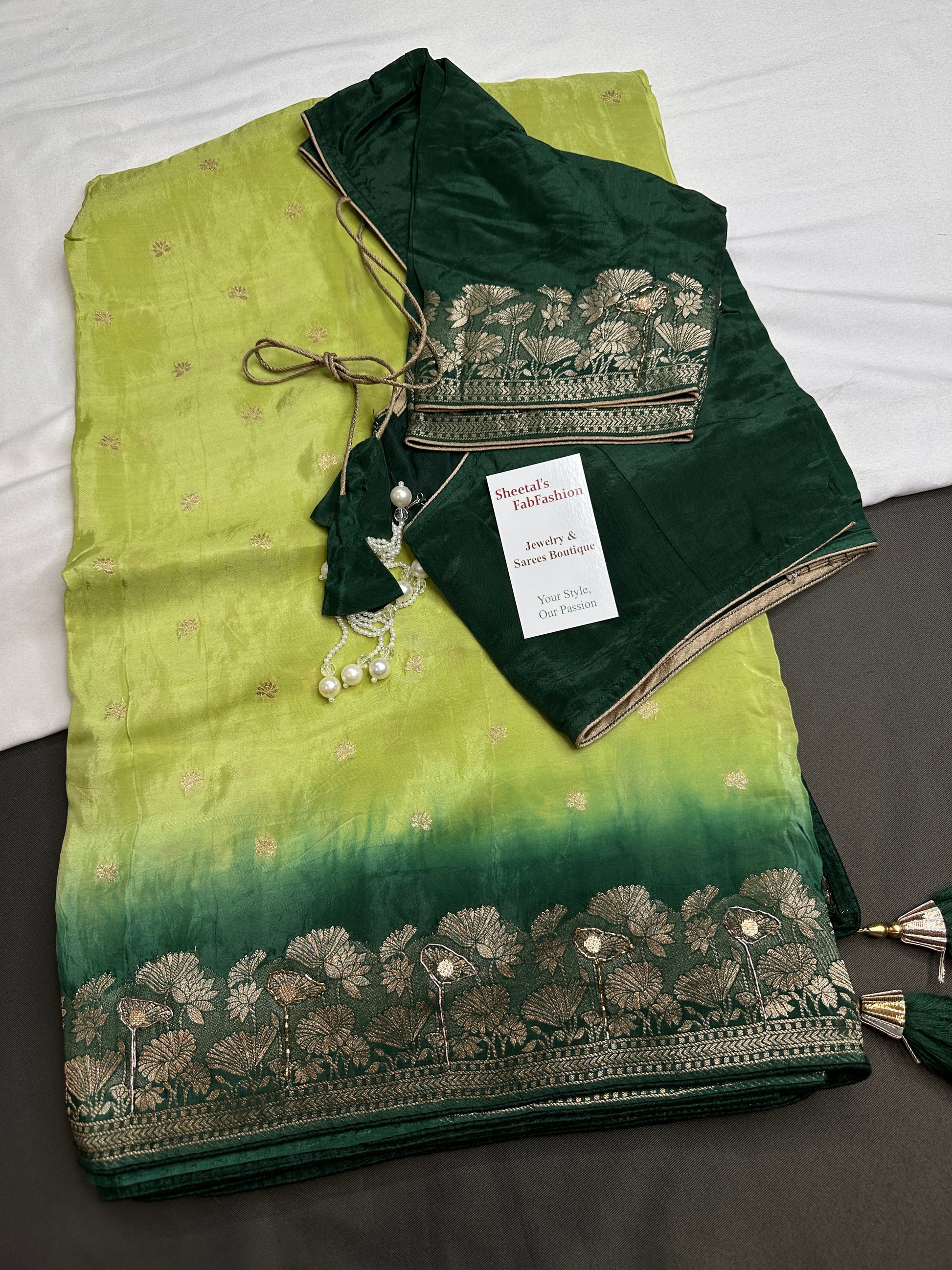 Designer Crepe  Green  Embroidery  Saree - 