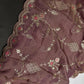 Designer Tissue Dusty Rose Embroidery Gottapatti Saree - 
