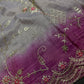 Designer Tissue Purple Pink Embroidery Gottapati Saree - 