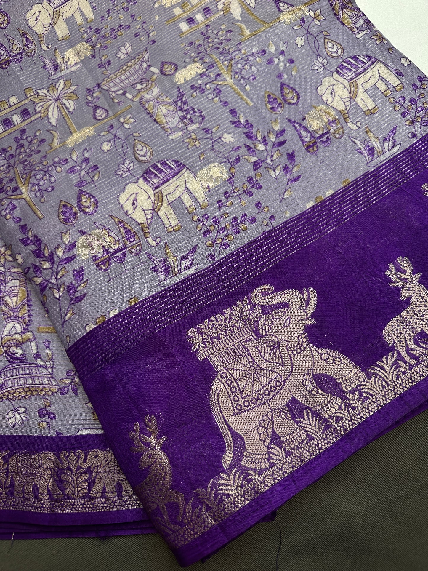 Kalamkari Cotton Silk Purple Saree - 