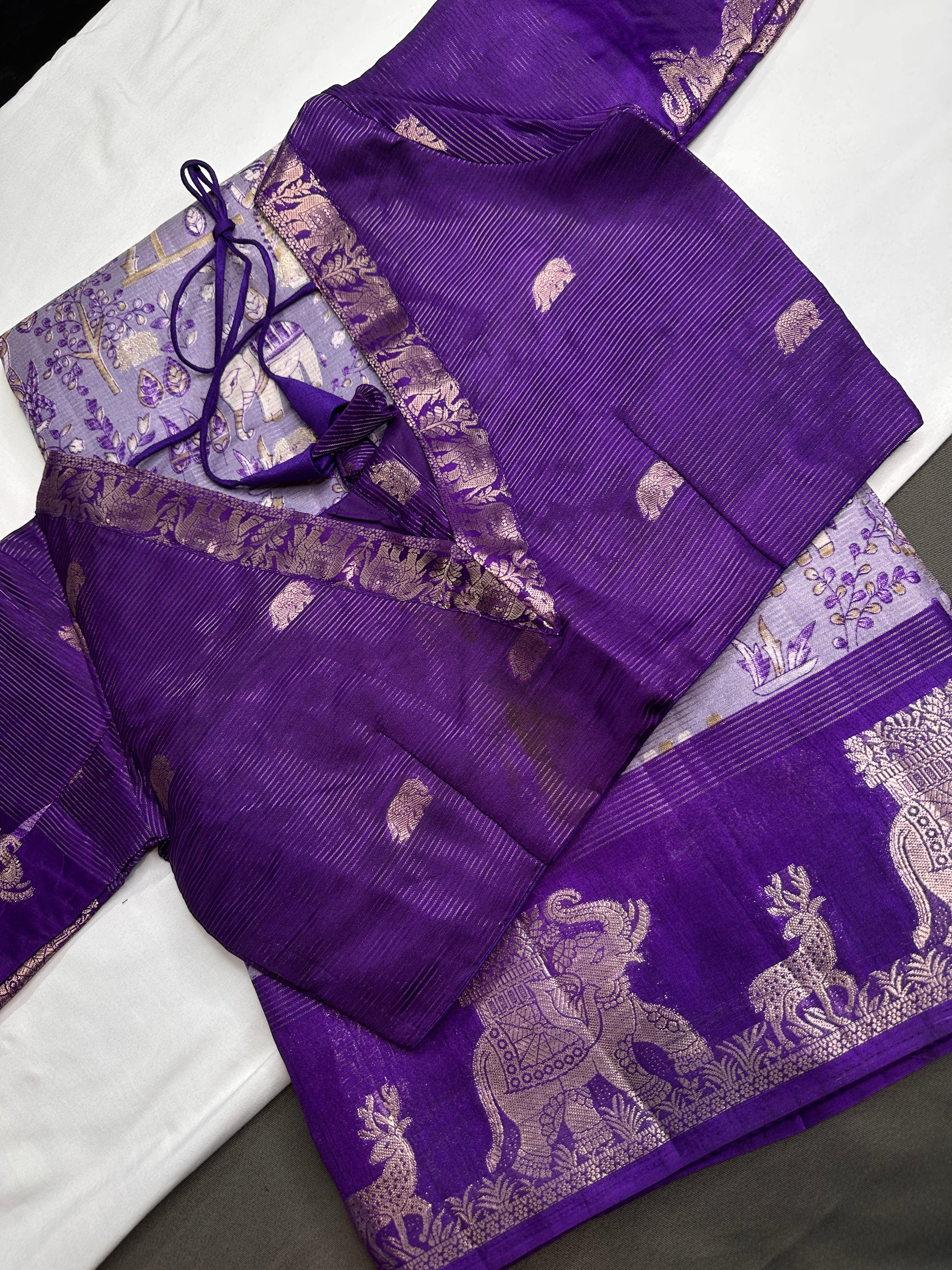 Kalamkari Cotton Silk Purple Saree - 