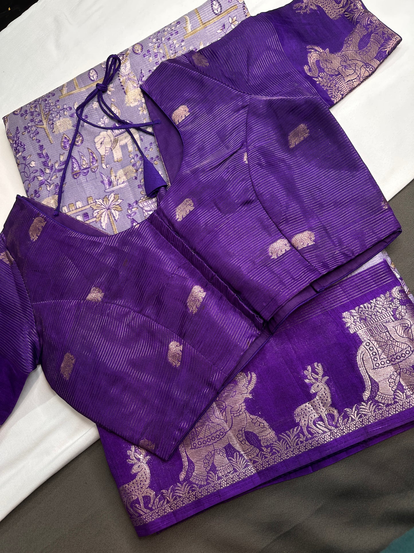 Kalamkari Cotton Silk Purple Saree - 