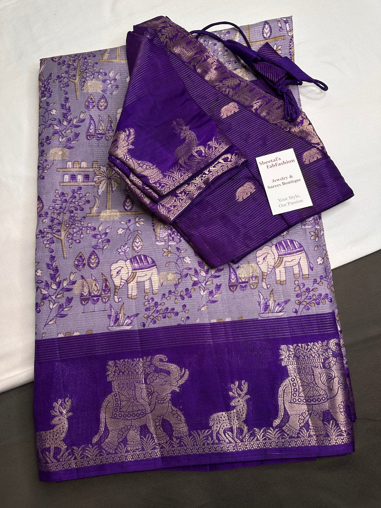 Kalamkari Cotton Silk Purple Saree - 