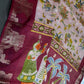 Kalamkari Cotton Silk Peach Maroon Saree - 