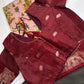 Kalamkari Cotton Silk Peach Maroon Saree - 