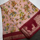 Kalamkari Cotton Silk Peach Maroon Saree - 