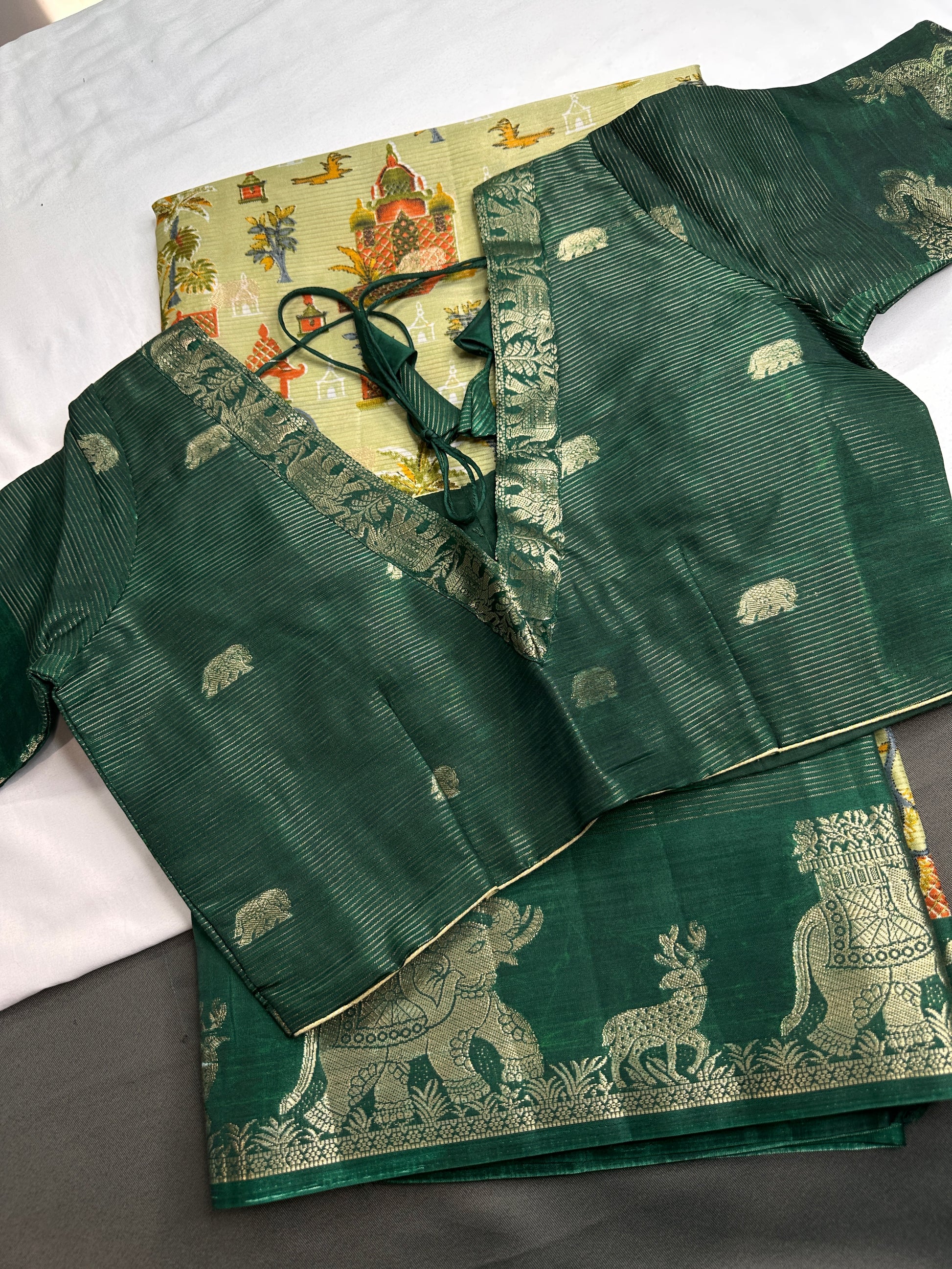 Kalamkari Cotton Silk Green Saree - 