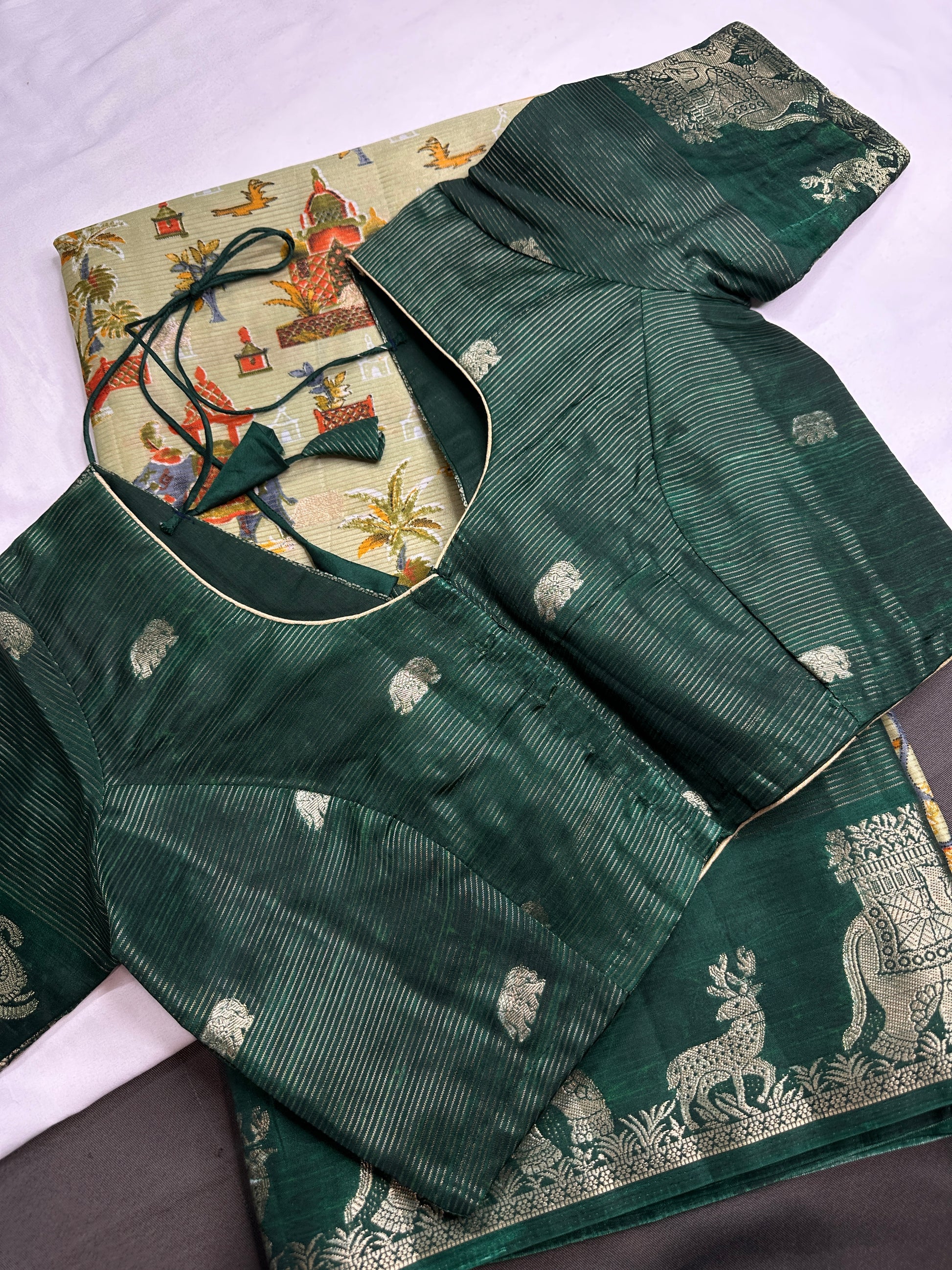 Kalamkari Cotton Silk Green Saree - 