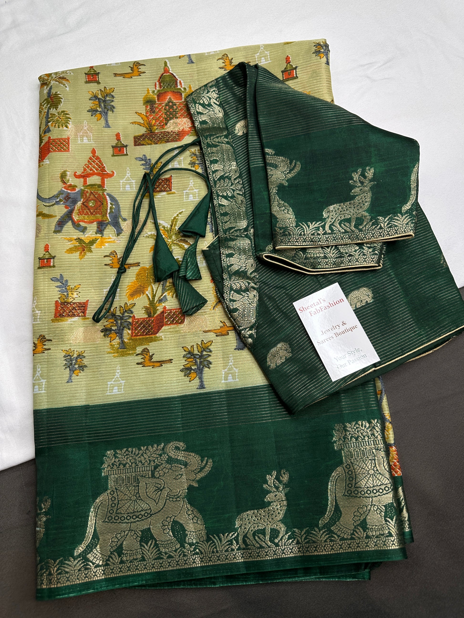Kalamkari Cotton Silk Green Saree - 