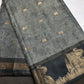 Kalamkari Cotton Silk Grey Black Saree - 